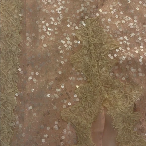 Anthropologie En Elly Sleeveless V-Neck Lace Sequin Slip Midi Dress - Picture 7 of 7